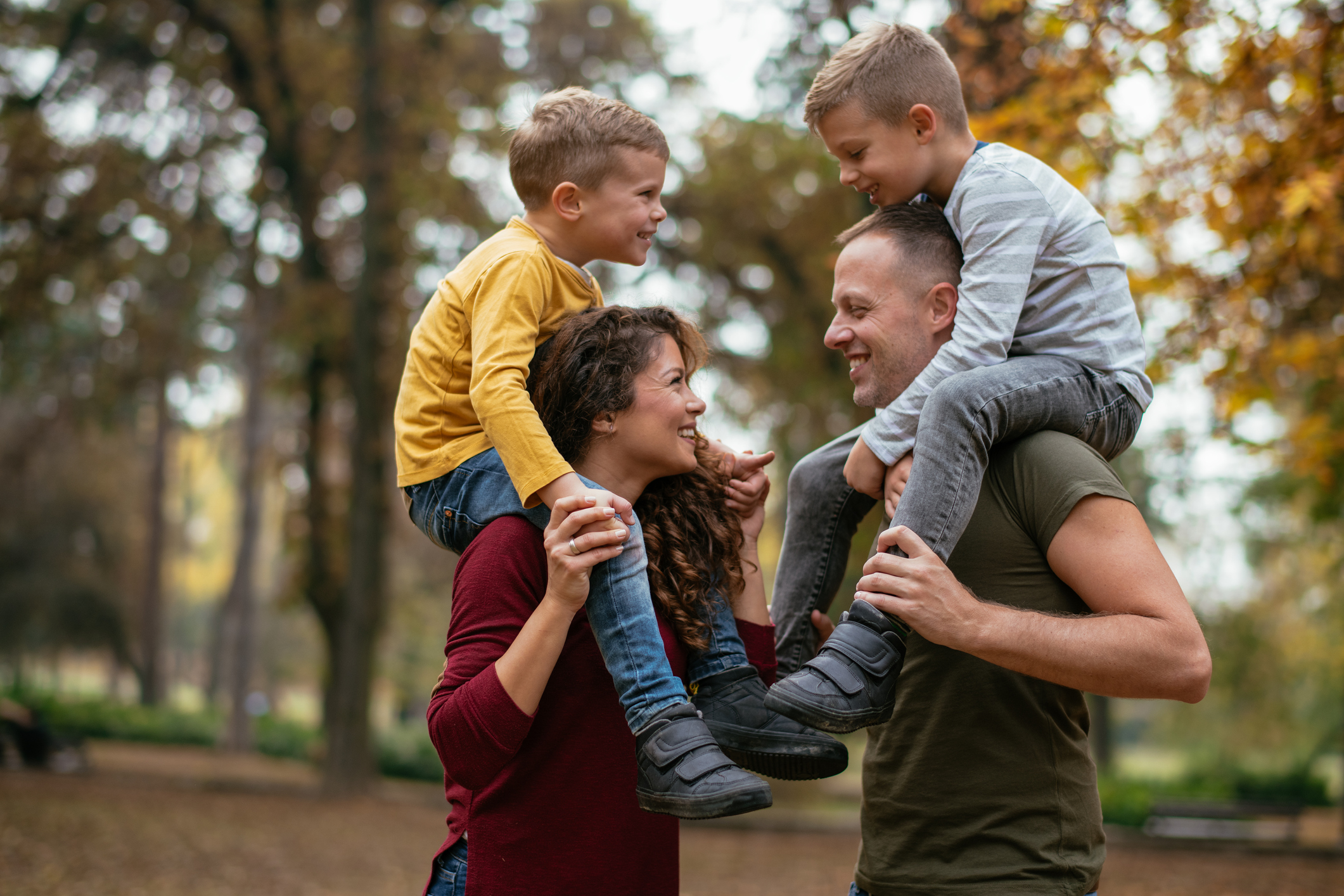 Family having fun in park